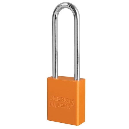 Master Lock Anodized Aluminum Sfty Padlock, 1-1/2in 38mm Wide w/3in 76mm Tall Shackle, Keyed Alike, Orange A1107KA-ORJ